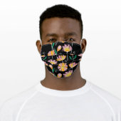 Modern Pink And Black Wildflower Adult Cloth Face Mask (Worn)