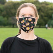Modern Pink And Black Wildflower Adult Cloth Face Mask (Outside)