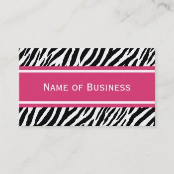 Modern Pink And Black Zebra Stripes Contact Business Card by PhotographyTKDesigns at Zazzle