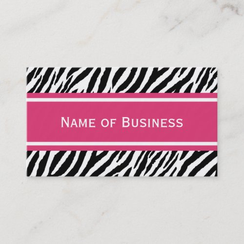 Modern Pink and Black Zebra Stripes Contact Business Card