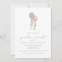 Modern Pink and Blue Balloons Gender Reveal Invitation