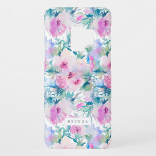 Modern pink and blue flowers collage pattern Case-Mate samsung galaxy s9 case