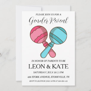 modern pink and blue gender reveal invitations