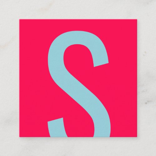 Modern pink and blue unique bold monogram initial square business card