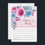 Modern Pink And Blue Watercolor Floral Wedding Advice Card<br><div class="desc">Romantic and modern wedding advice & wishes card featuring a floral watercolor design on a light pink background.</div>