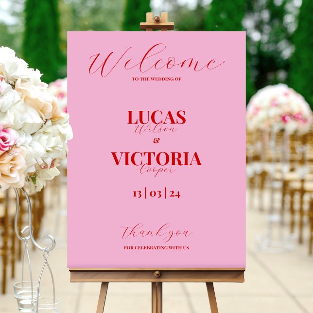 Modern pink and bold red typography Wedding  Foam Board (Creator Uploaded)