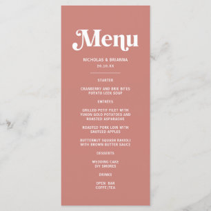 Modern Pink and Burgundy Wedding Theme Menu