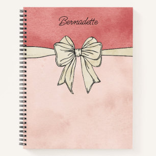 Modern Pink and Cream Bow Bridesmaids Notebook