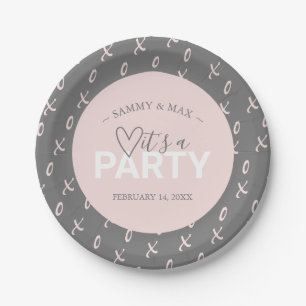 Modern Pink and Gay Valentine's Party Paper Plates