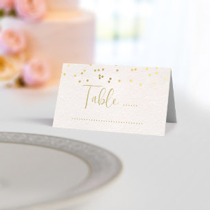 Modern Pink and Gold Confetti Wedding Place Card