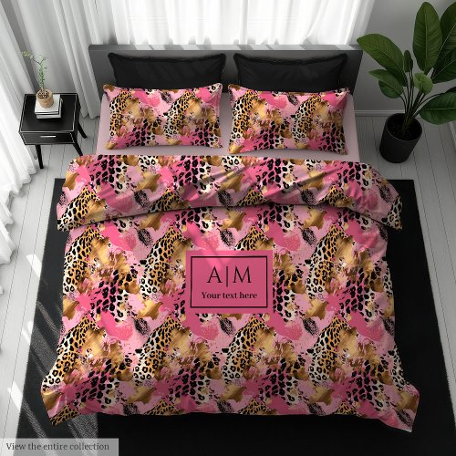 Modern pink and gold leopard skin watercolor cover