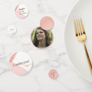 Modern Pink and Gold Marble Confetti