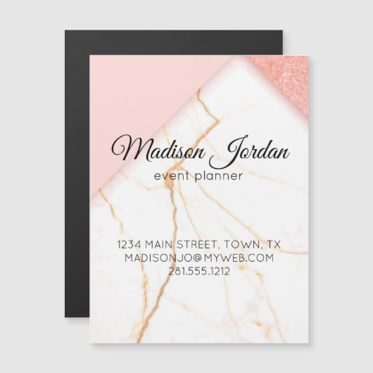 Modern Pink and Gold Marble Magnetic (Front/Back)