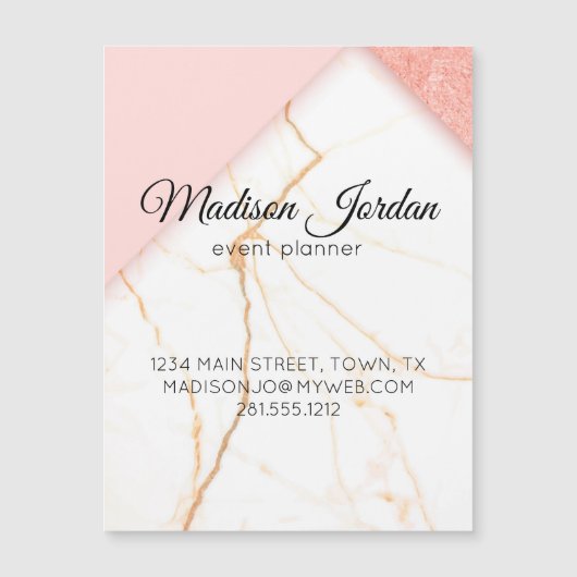 Modern Pink and Gold Marble Magnetic (Front)