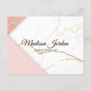 Modern Pink and Gold Marble Marketing Postcard