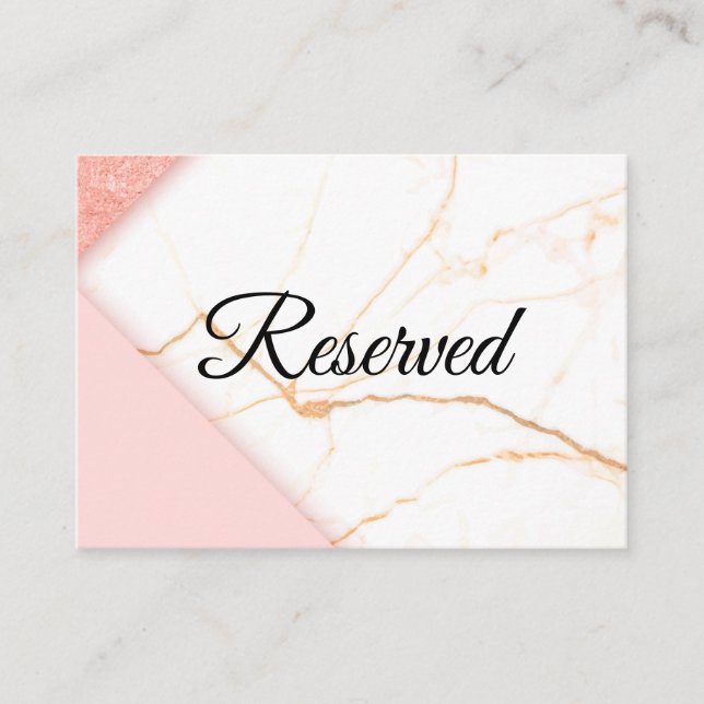 Modern Pink and Gold Marble Place Card (Front)