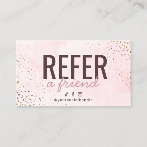 Modern Pink and Gold Refer a Friend Card