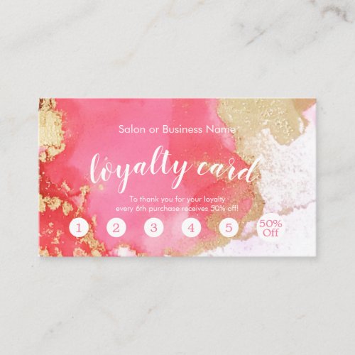 Modern Pink and Gold Watercolor Blot Business Card