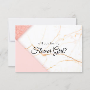 Modern Pink and Gold Will You Be My Flower Girl