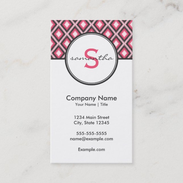 Modern Pink and Gray Business Card (Front)