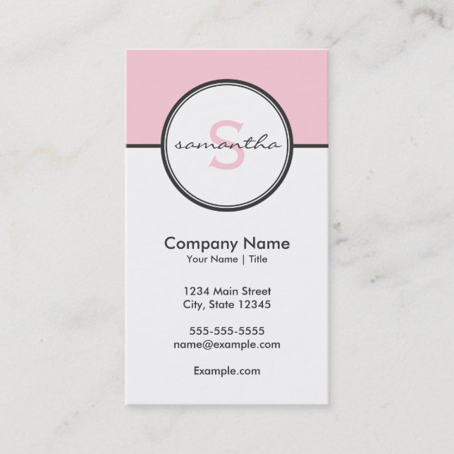 Modern Pink and Gray Business Card (Front)