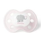 Modern Pink and Gray Elephant Custom Monogram