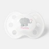 Modern Pink and Gray Elephant Custom Monogram Pacifier (Front)