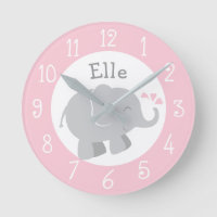 Modern Pink and Gray Elephant Custom Monogram