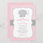 Modern Pink and Gray Elephant Girl Baby Shower