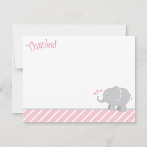 Elephant Thank You Note Cards | Pink and Gray