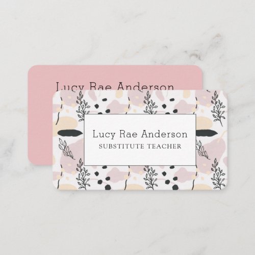 Modern Pink and Gray Floral Business Card