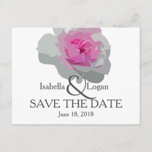 Modern Pink and Gray Floral Save the Date Postcard