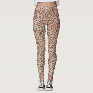 Modern Pink and Gray Mosaic Animal Print Leggings