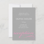 Modern Pink And Gray Reception Card at Zazzle