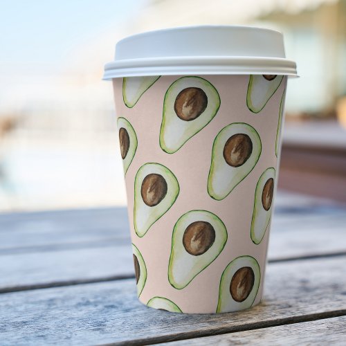 Modern  Pink And Green Avocado Pattern  Paper Cups