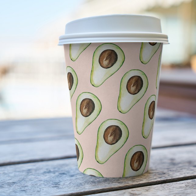 Modern  Pink And Green Avocado Pattern  Paper Cups (Creator Uploaded)