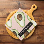 Modern  Pink And Green Avocado Pattern With Name Kitchen Towel<br><div class="desc">Modern  Pink And Green Avocado Pattern With Name</div>