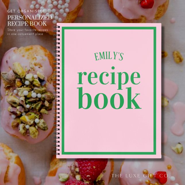 Modern Pink and Green Bridal Shower Recipe Book (Creator Uploaded)