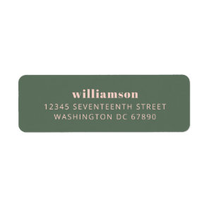 Modern Pink and Green Last Name Return Address  Label