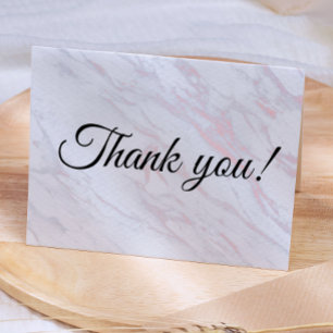 Modern Pink and Grey Marble Letterpress Thank You Card
