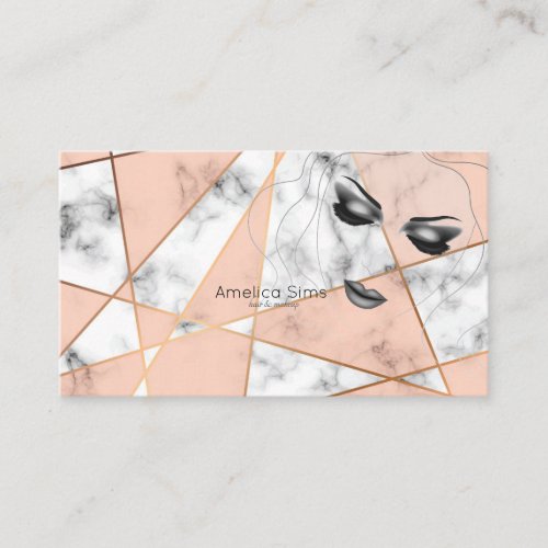 Modern Pink and Grey Marble Makeup Face Business Card