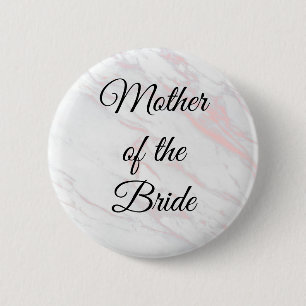 Modern Pink and Grey Marble Mother of the Bride Button