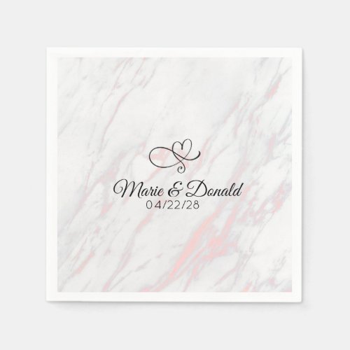 Modern Pink and Grey Marble Napkins
