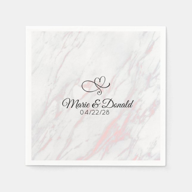 Modern Pink and Grey Marble Napkins (Front)