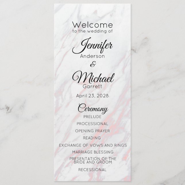 Modern Pink and Grey Marble Program (Front)