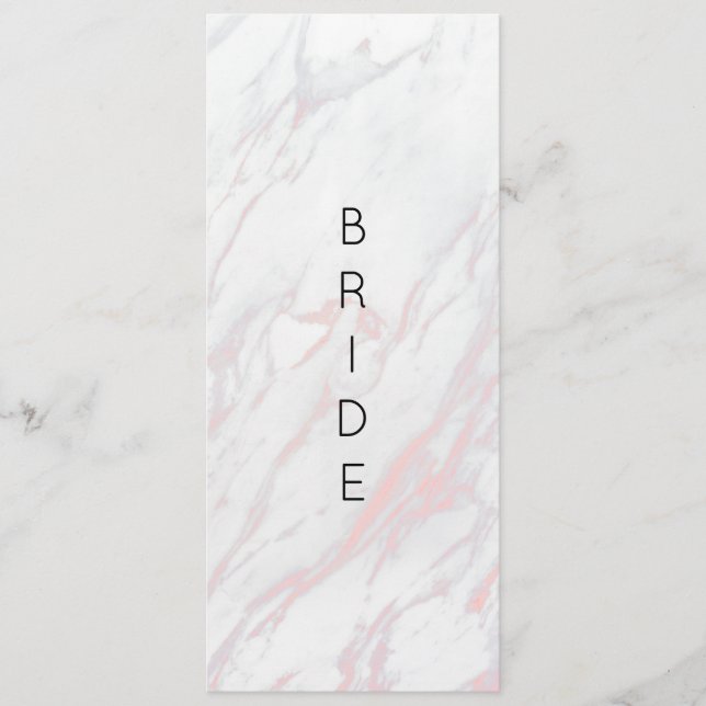 Modern Pink and Grey Marble Reserved Chair Sign Menu (Front)