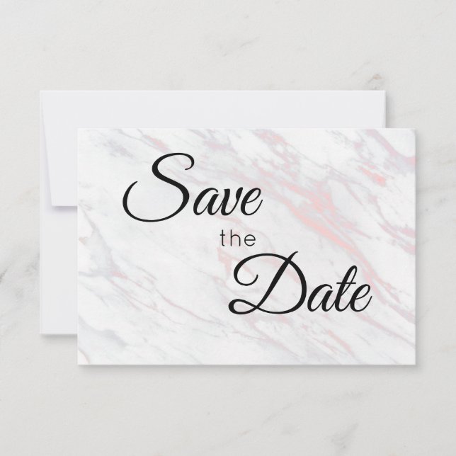 Modern Pink and Grey Marble Save The Date (Front)