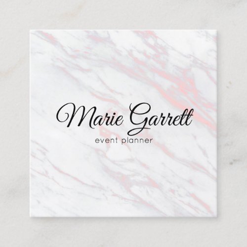 Modern Pink and Grey Marble Square Business Card