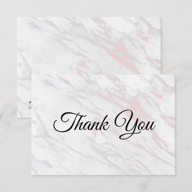 Modern Pink and Grey Marble Thank You Card (Front/Back)
