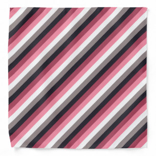 Modern Pink and Grey Stripes Bandana
